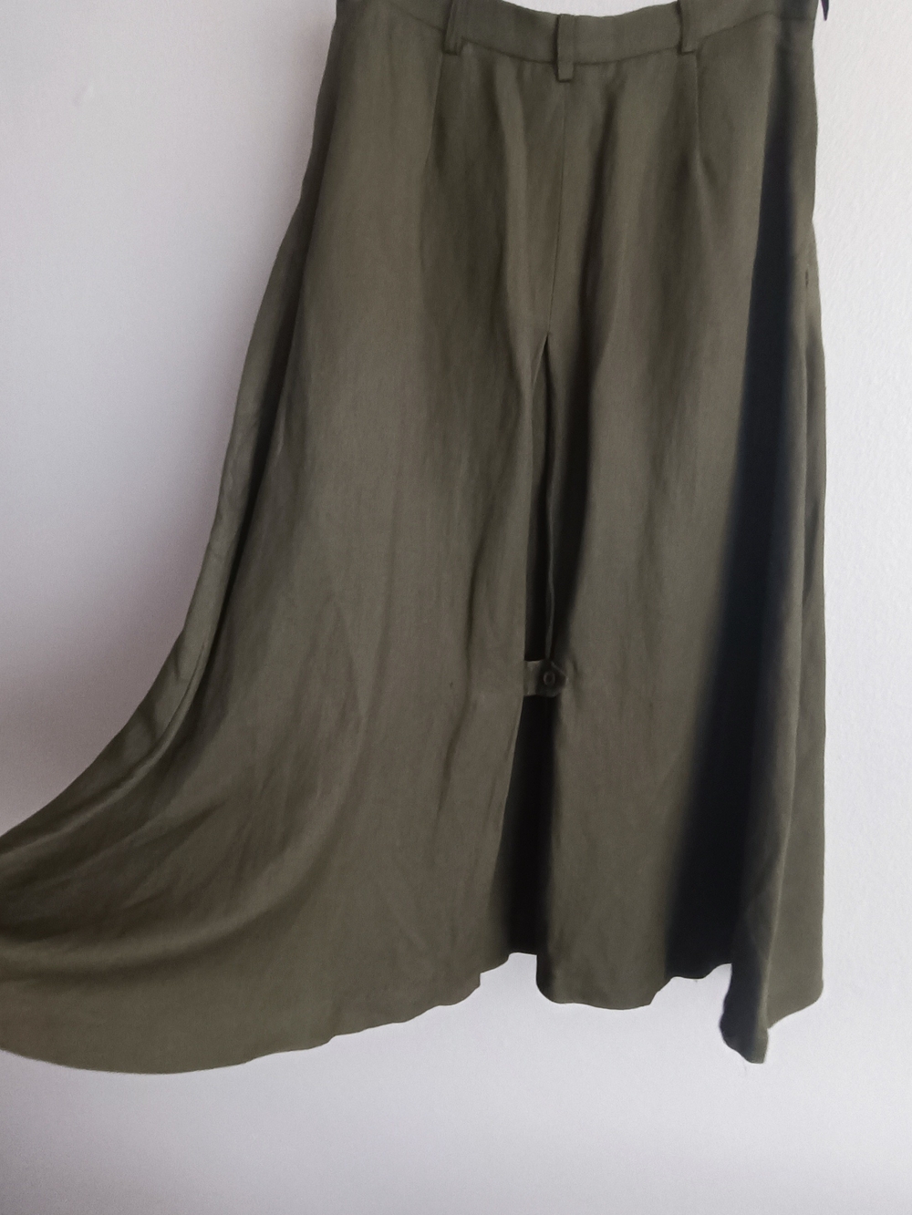 Vintage Liz Claiborne Utilitarian Linen Rayon Midi Skirt Olive Green Size 10 - Picture 9 of 13
